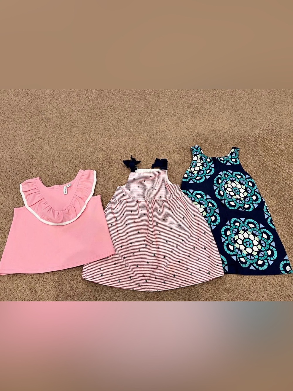Zara, Janie and jack and more brands Girls Pink Striped Tie-Shoulder Dress
